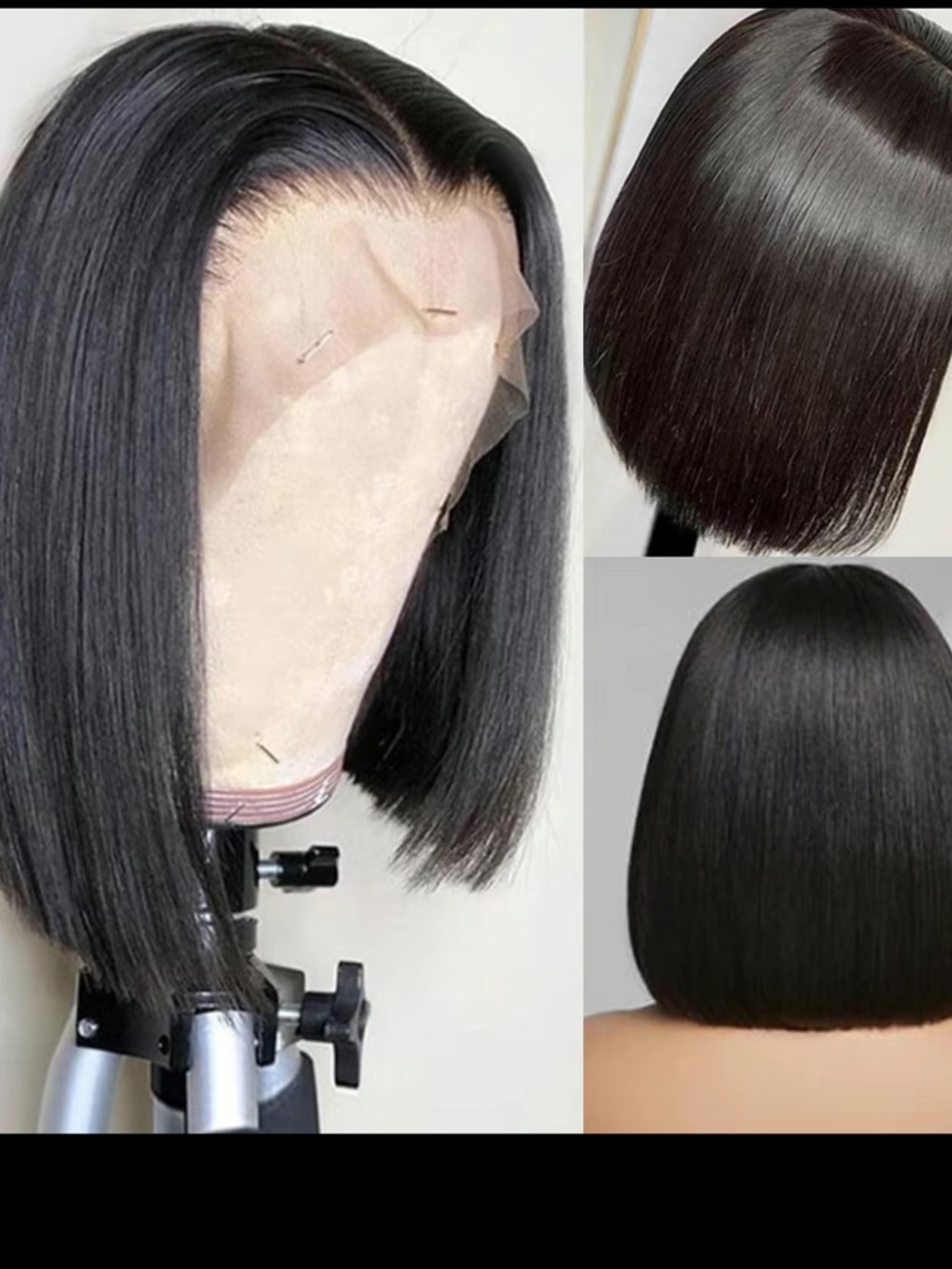 8" Short Bob Wig - 13x4 Lace Frontal - Natural Black -